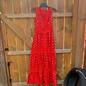 Elegant Red Sleeveless Maxi Dress